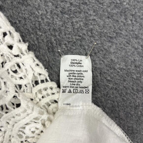 J.Crew Blouse Womens 4 White Linen Lace Short Sleeve Crochet‎ Summer Boho Top - Picture 11 of 16